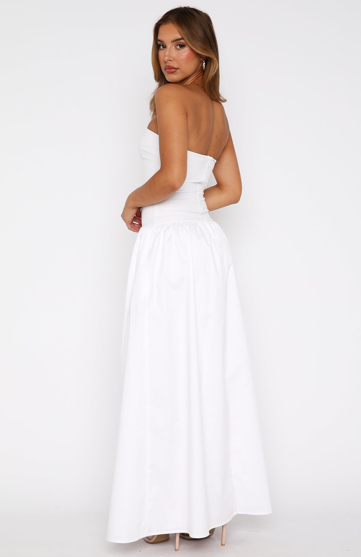 fitted lace wedding dress Take Back Maxi Dress White