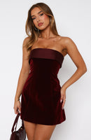 Let Loose Strapless Mini Dress Deep Red