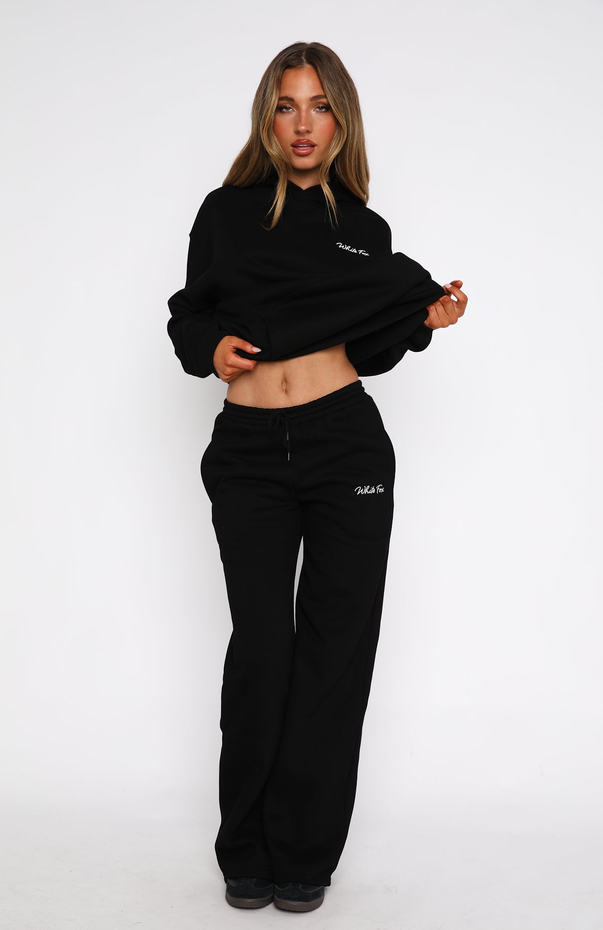 Match Your Words Wide Leg Sweatpants Black | White Fox Boutique US