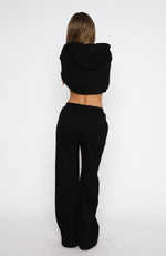 Match Your Words Wide Leg Sweatpants Black