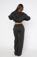 Match Your Words Wide Leg Sweatpants Charcoal