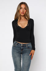 Knew That All Along Long Sleeve Top Black