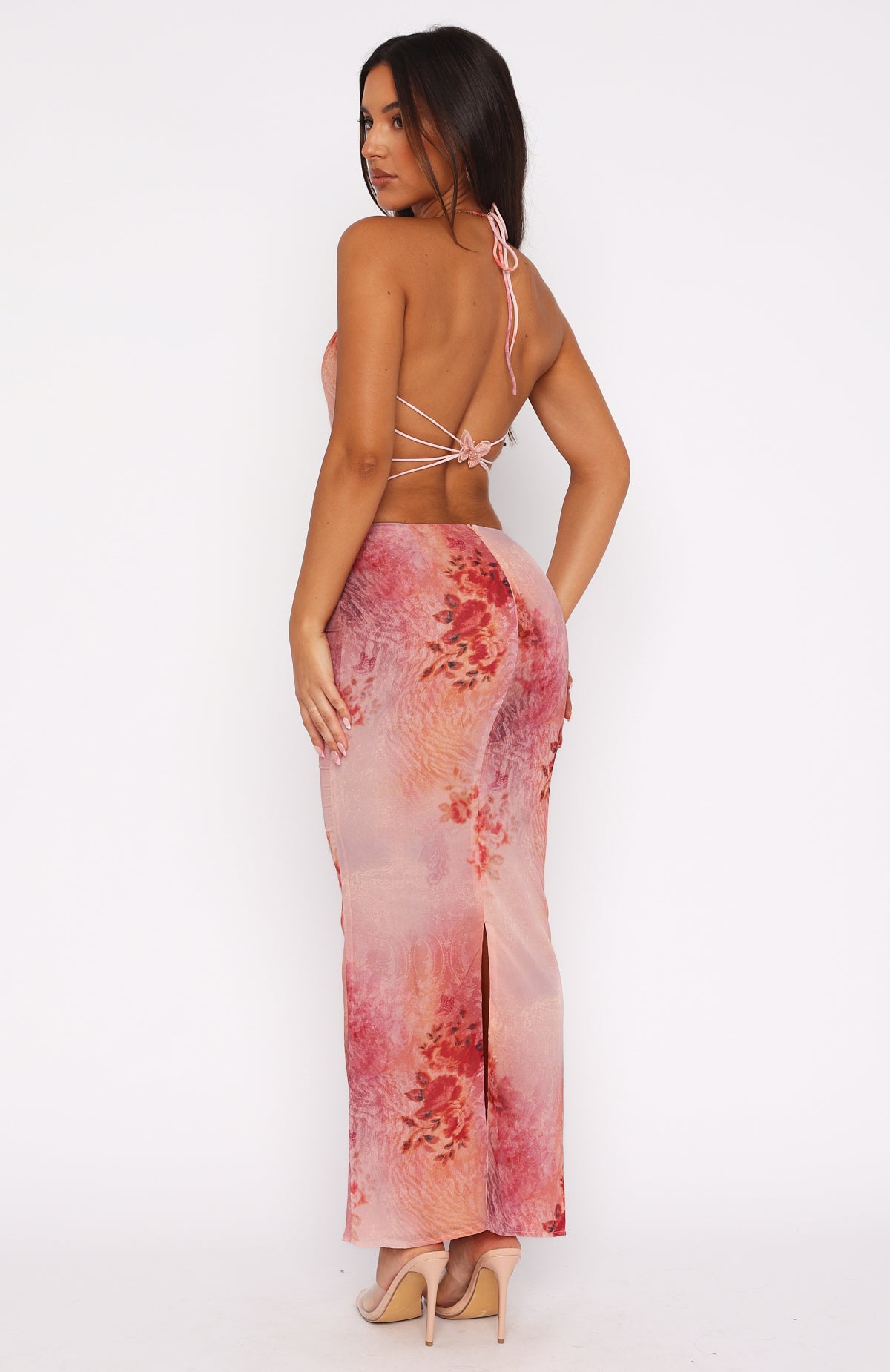 No Later Maxi Skirt Peach Nectar White Fox Boutique US