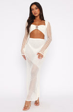 Attract It Crochet Maxi Skirt Off White