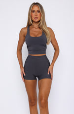 Stronger High Waisted Shorts 3" Charcoal