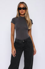 Secret Life Short Sleeve Bodysuit Charcoal