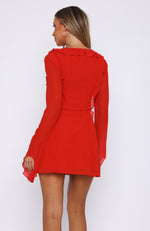Falling To Pieces Long Sleeve Mini Dress Red