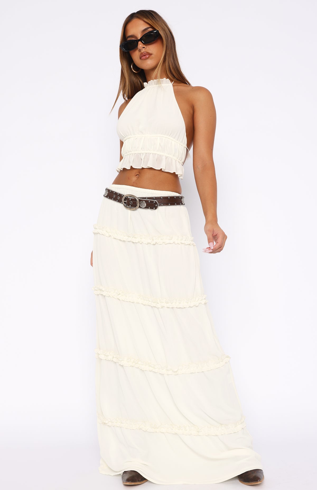 No Contact Maxi Skirt Off White | White Fox Boutique US