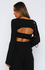 What About Me Long Sleeve Crop Black