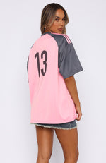 On The Same Team Oversized Jersey Pink/Charcoal