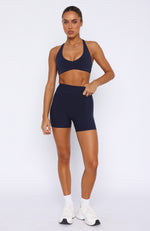 Keep Up High Waisted Shorts Navy 4"