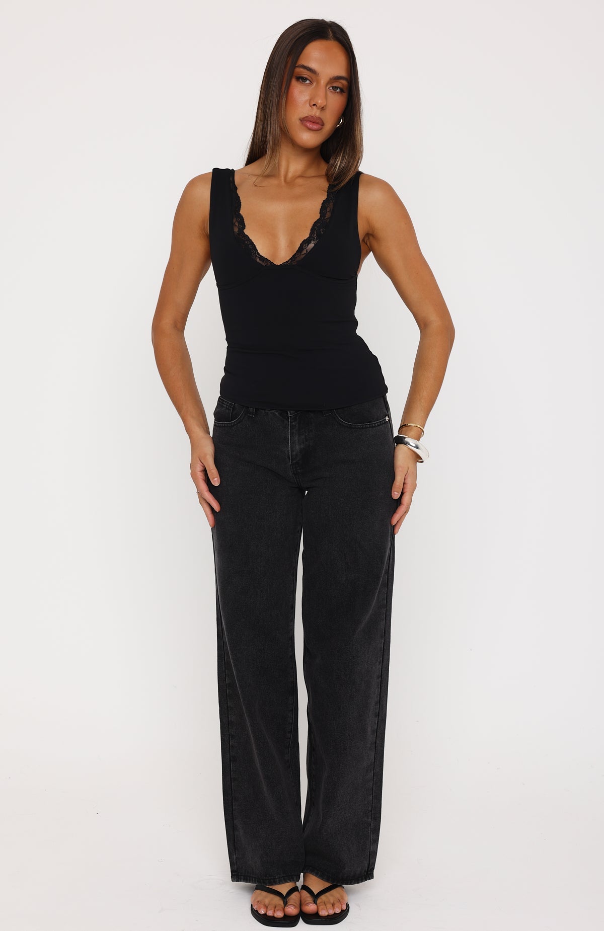 Key To My Heart Lace Trim Top Black | White Fox Boutique US
