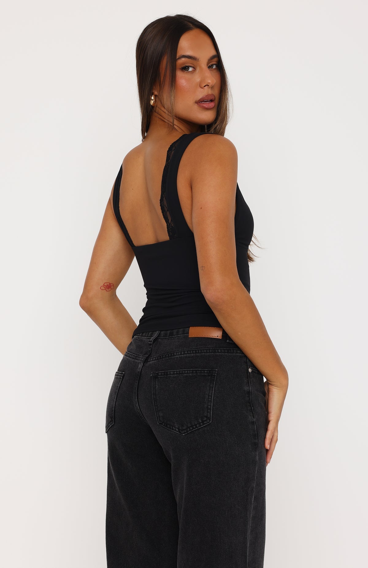 Key To My Heart Lace Trim Top Black | White Fox Boutique US