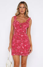 Sweet Fling Mini Dress Fuchsia Pink Print