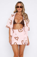 Work On It Mini Skirt Baby Pink Love Heart