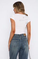 On The Way Out Mesh Baby Tee White