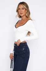 Party With Us Long Sleeve Top White