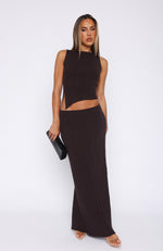 You Stay On My Mind Knit Maxi Skirt Chocolate