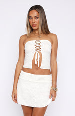 Don't Distract Me Strapless Lace Top White