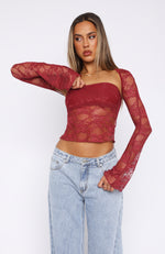 Sweet Lovin' Lace Top Set Wine