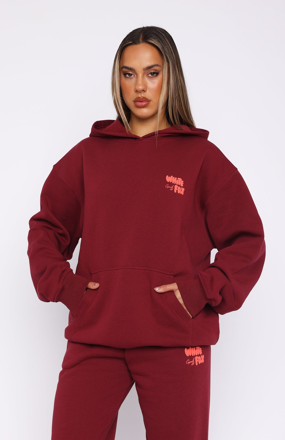 Capsule 9 Star Of The Moment Oversized Hoodie Burgundy | White Fox ...