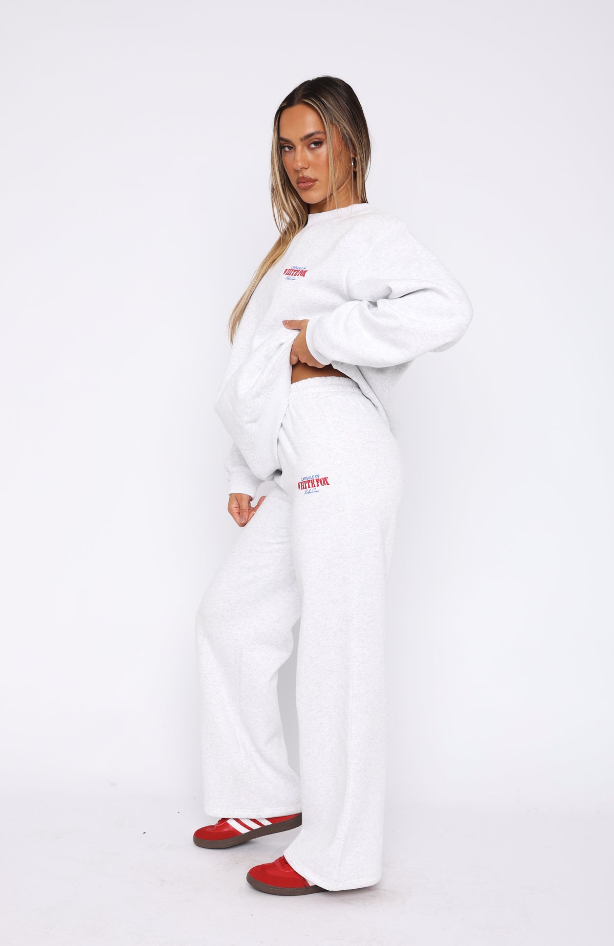 Capsule 9 Rodeo Crew Wide Leg Sweatpants Grey Marle | White Fox