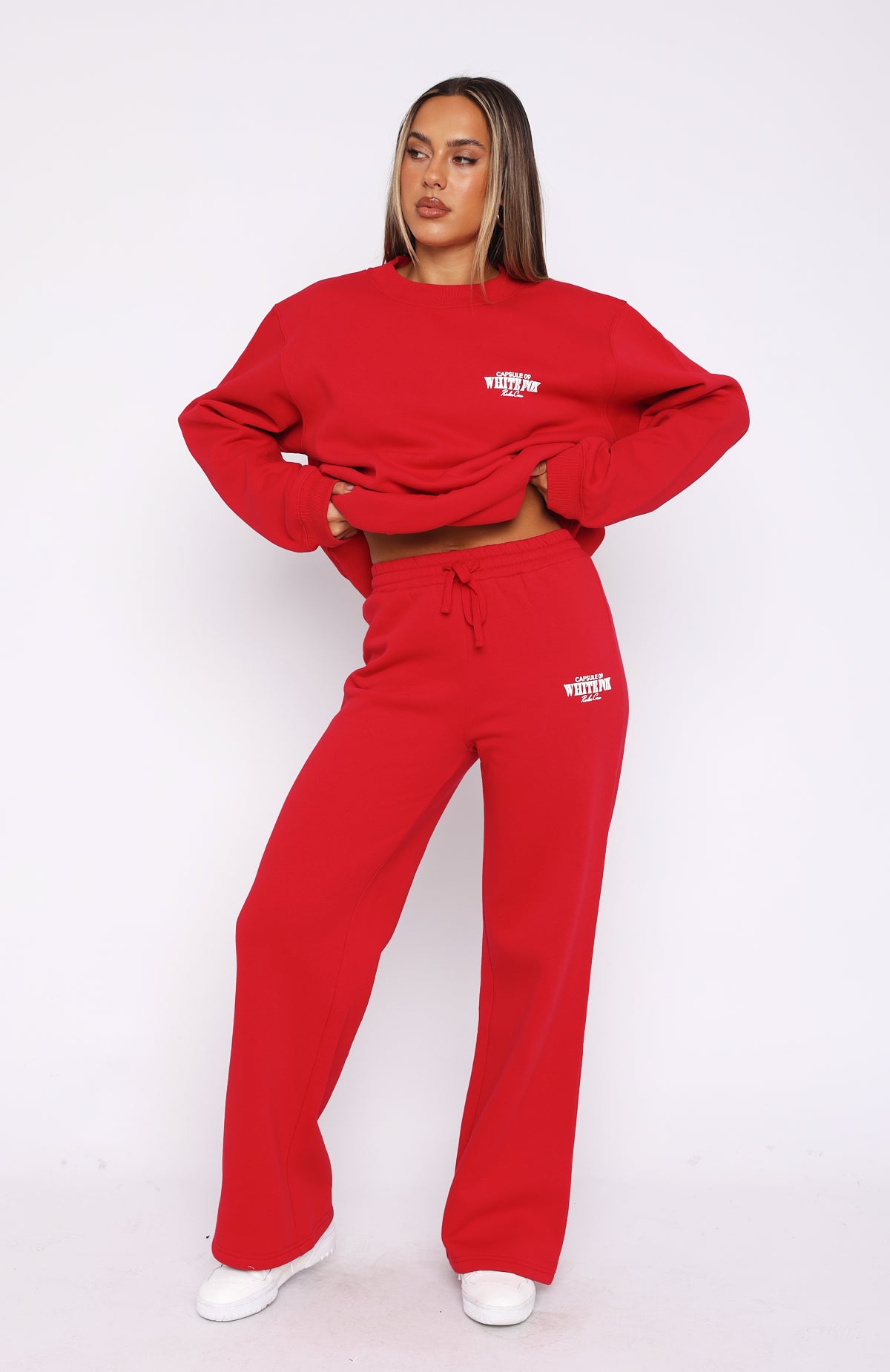 Capsule 9 Rodeo Crew Wide Leg Sweatpants Red | White Fox Boutique US
