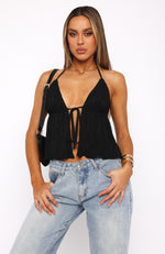 Holding On Tie Front Top Black