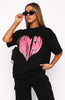 Love Burst Oversized Tee Black