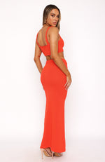 Looking Luxe Maxi Skirt Fiery Red