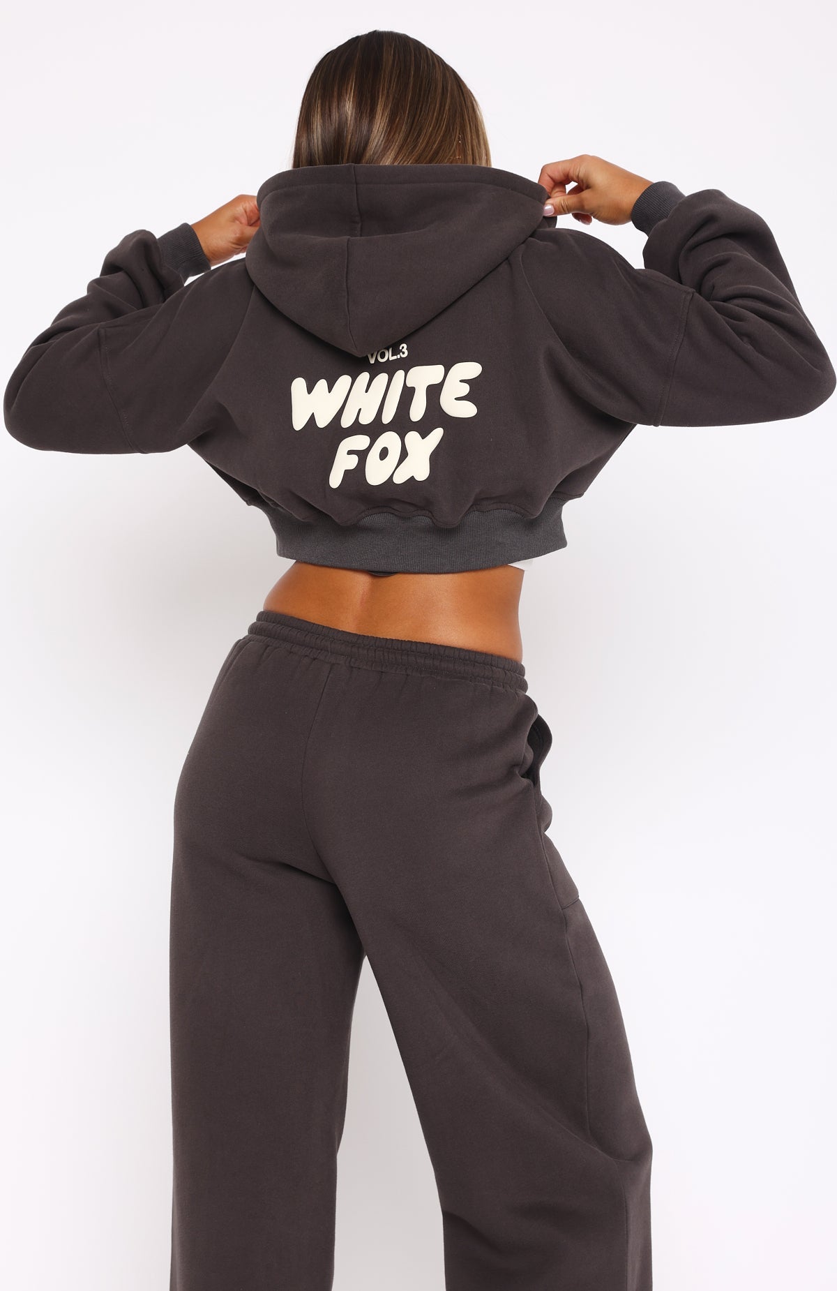 Offstage Cropped Zip Hoodie Shadow | White Fox Boutique US