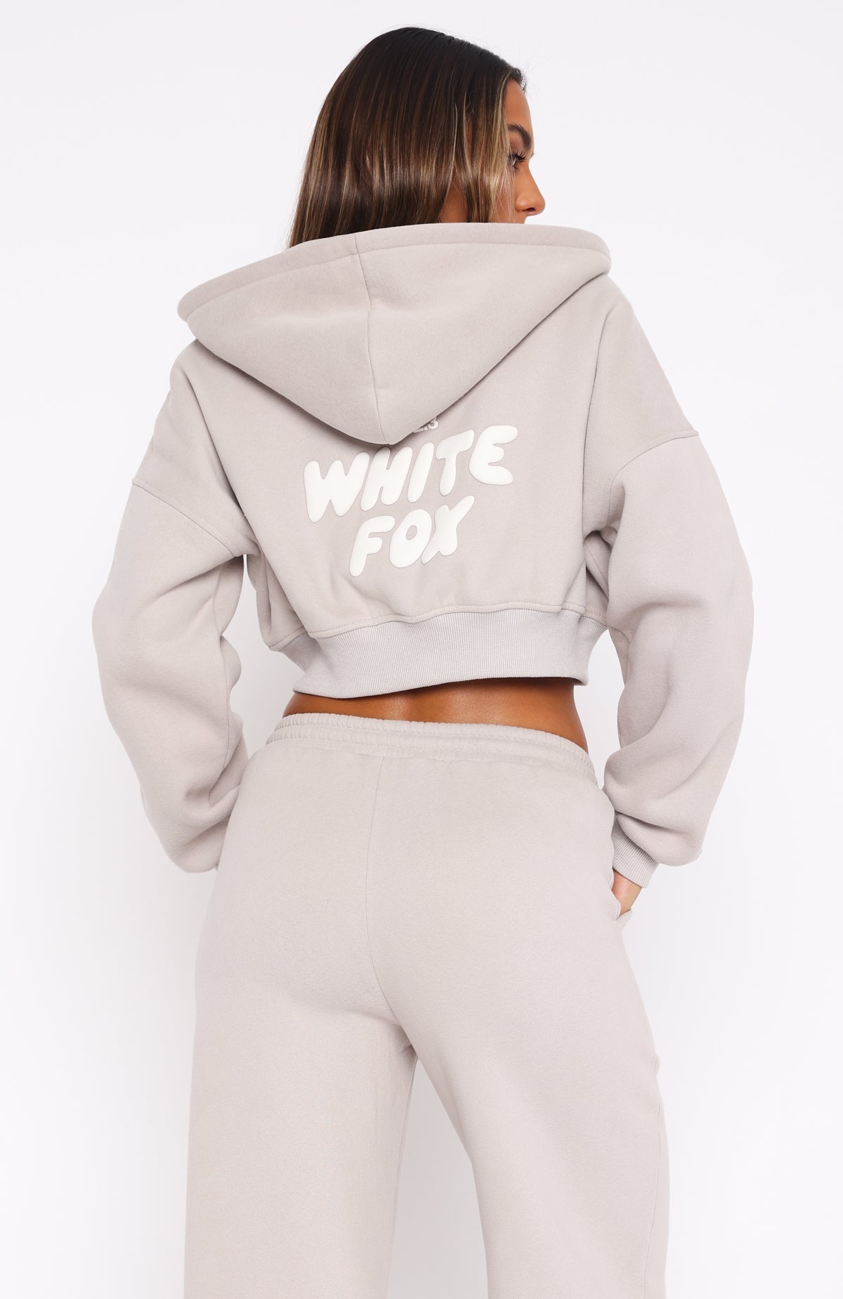Offstage Cropped Zip Hoodie Moon | White Fox Boutique US