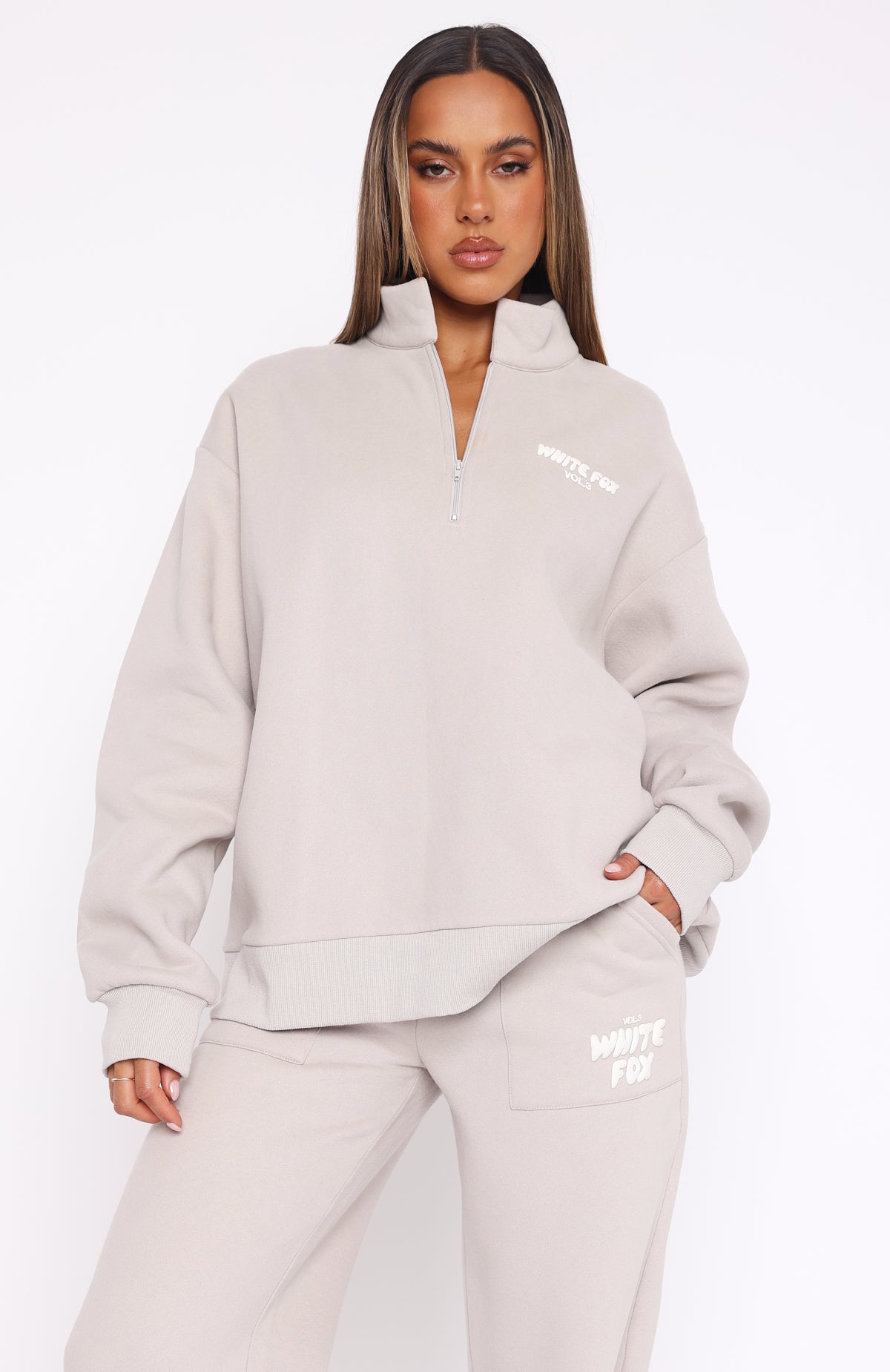 Offstage Zip Front Sweater Moon | White Fox Boutique US