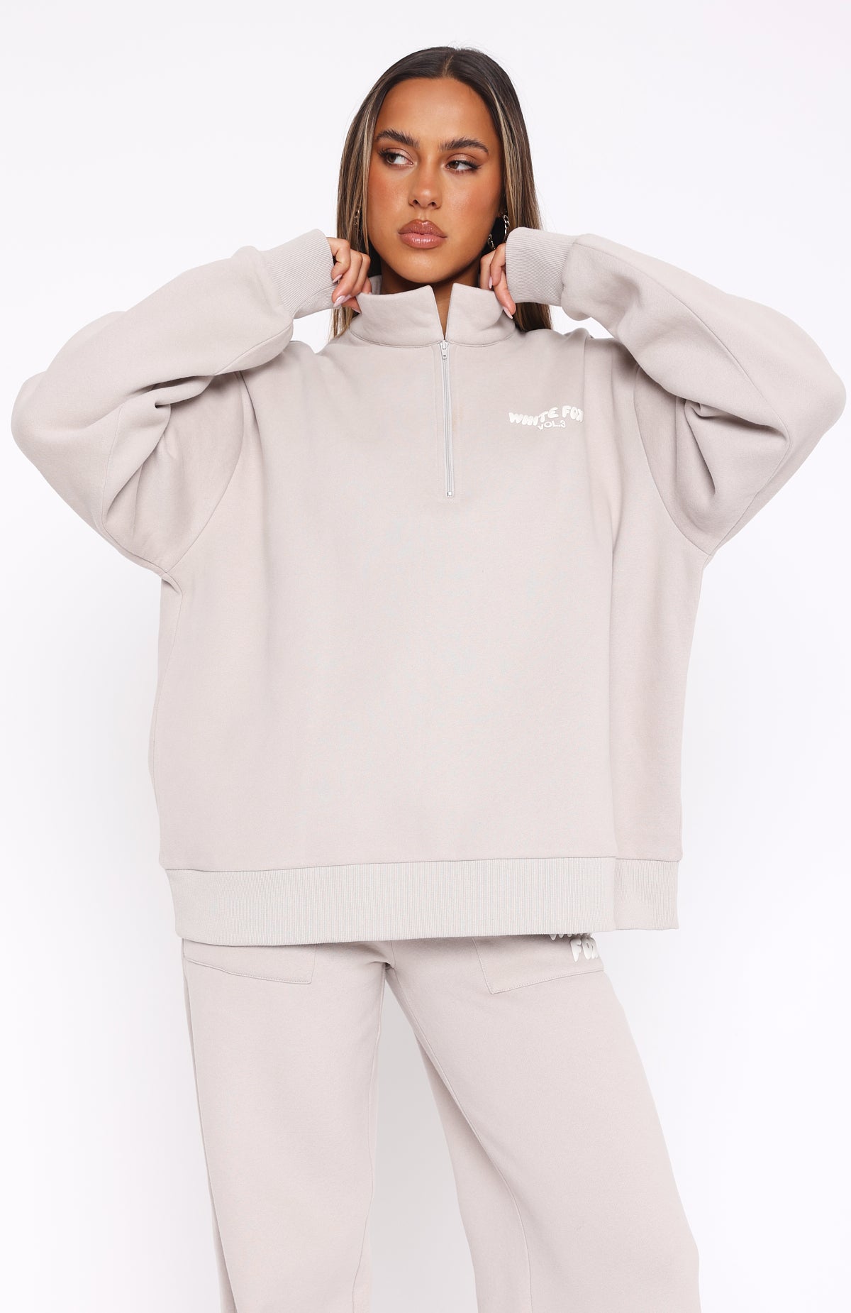 Offstage Zip Front Sweater Moon | White Fox Boutique US