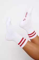 Grounded Socks White/Red