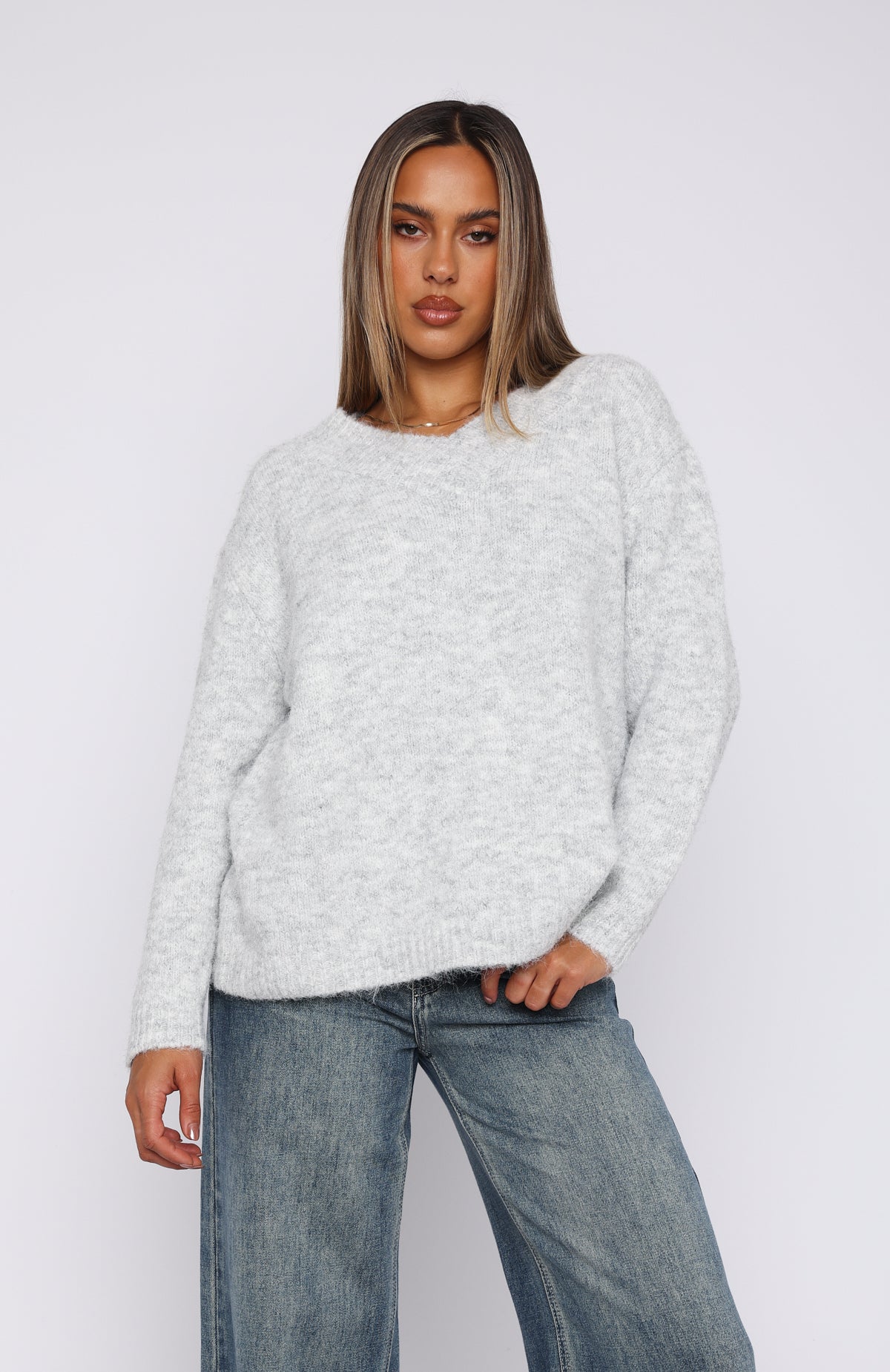 Don't Doubt It Oversized Sweater Light Grey | White Fox Boutique US