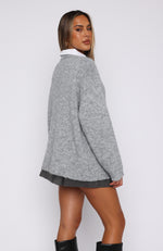 Everyone Wins Oversized Knit Sweater Grey