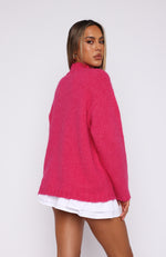 Everyone Wins Oversized Knit Sweater Hot Pink