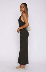 It's Only Fair Halter Maxi Dress Khaki