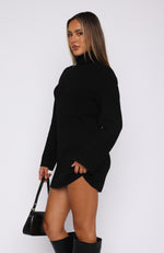 Fireside Long Sleeve Knit Dress Black