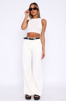 Lola High Rise Wide Leg Jeans Cream