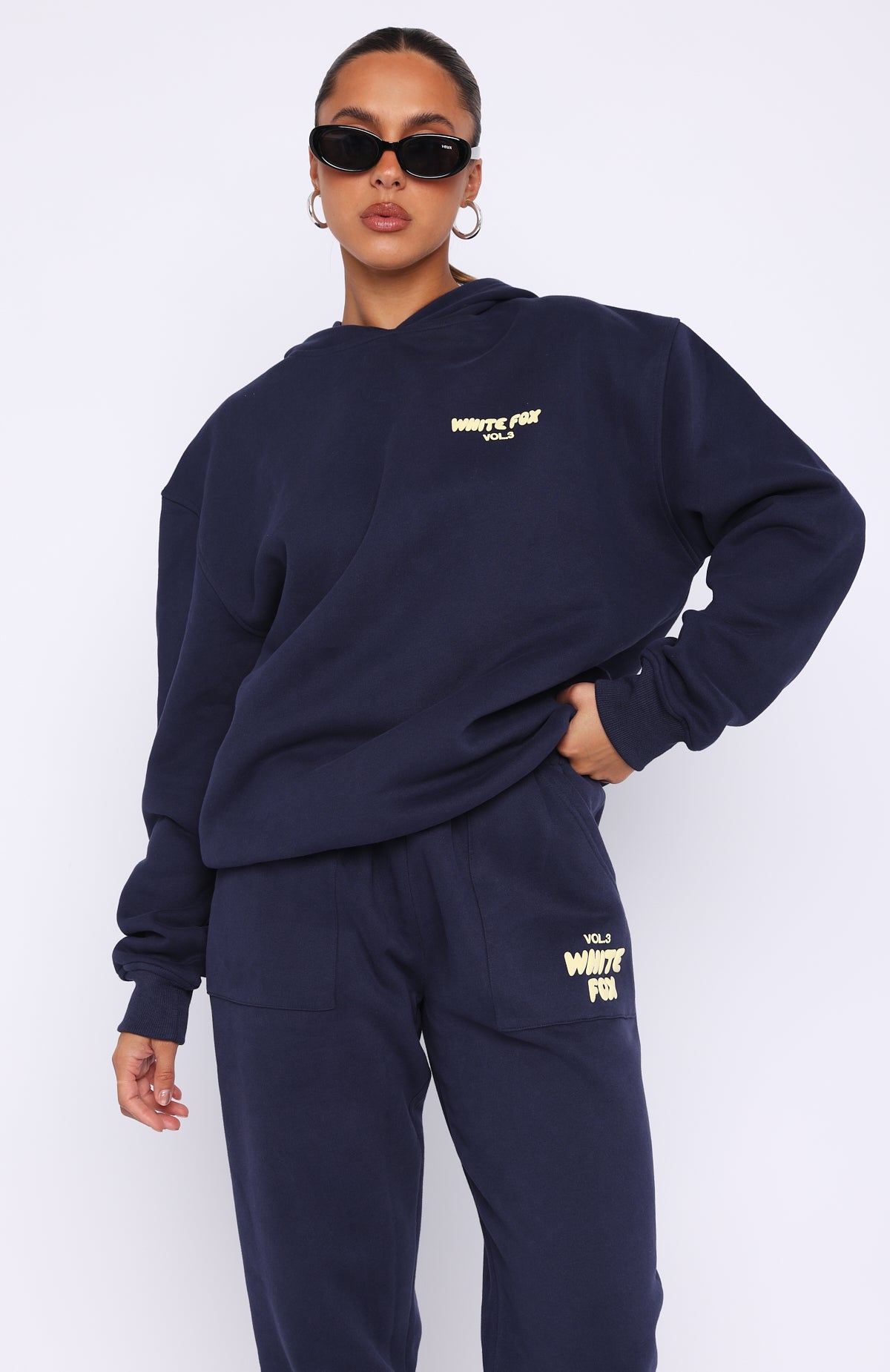 ★HACIE★ WHITE FOX FUR DOWN LONG JUMPER [NAVY] 하시에]WHITE FOX FUR DOWN LONG JUMPER [NAVY]