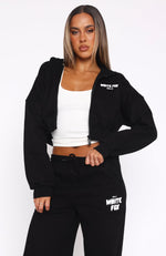 Offstage Cropped Zip Hoodie Monochrome | White Fox Boutique US