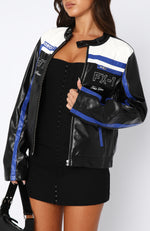 Seal The Deal PU Biker Jacket Black - White Fox Boutique Outerwear - Xs/S - Shop with Afterpay