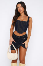 Present Yourself Denim Bustier Indigo Wash