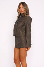 Hold Tight PU Jacket Dark Chocolate