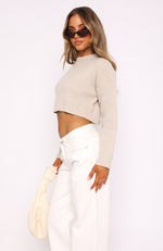 Slouch Around Cropped Knit Sweater Taupe