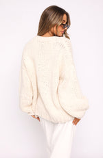 A Little Too Much Knit Cardigan Cream