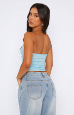 What Do You See Strapless Top Baby Blue