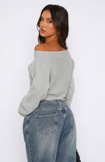 Cover Me Up Knit Sweater Grey Marle